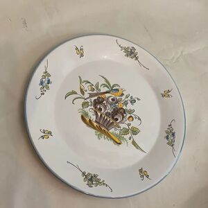 SP France Porcelain Bird In Flower Basket Foterie a la Chapelle des Gots Plate